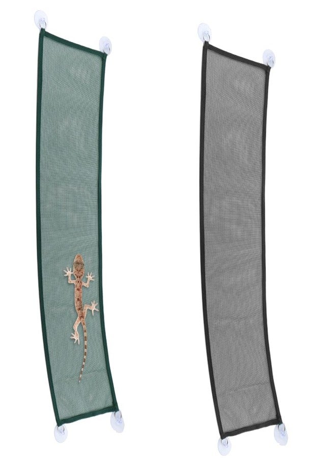 DQITJ 2 Pcs Reptile Hammock Chameleon with Suction Cup Snake Accessories Geckos Swing Climbing Net (Black and Green) - Image 1